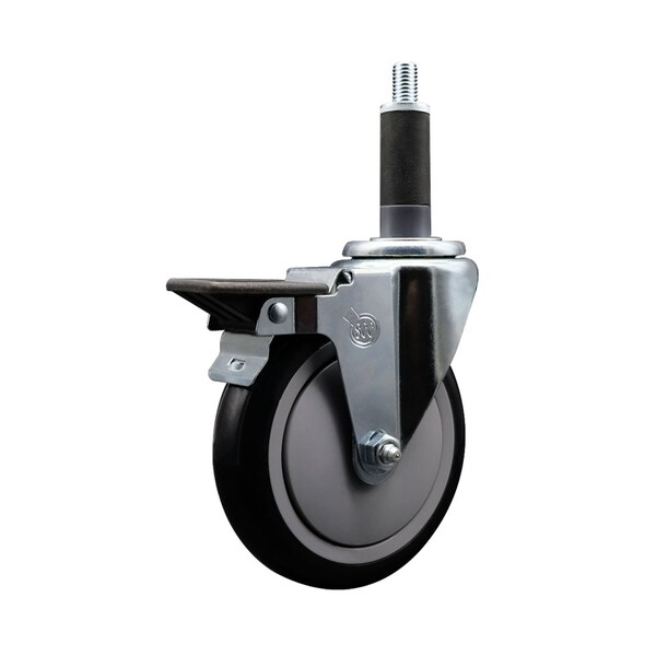 5'' Black Poly Swivel 1'' Expanding Stem Caster with Brake